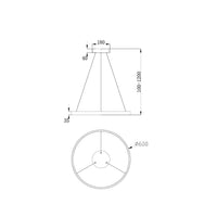 Lampadario A Sospensione Moderno Rim Alluminio Nero Led 37W