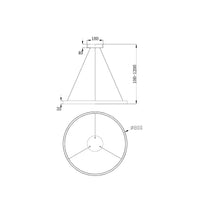 Lampadario A Sospensione Moderno Rim Alluminio Nero 1 Luce Led 51W