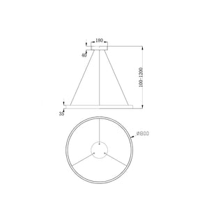 Lampadario A Sospensione Moderno Rim Alluminio Ottone 1 Luce Led 51W