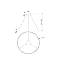 Lampadario A Sospensione Moderno Rim Alluminio Nero 1 Luce Led 61W