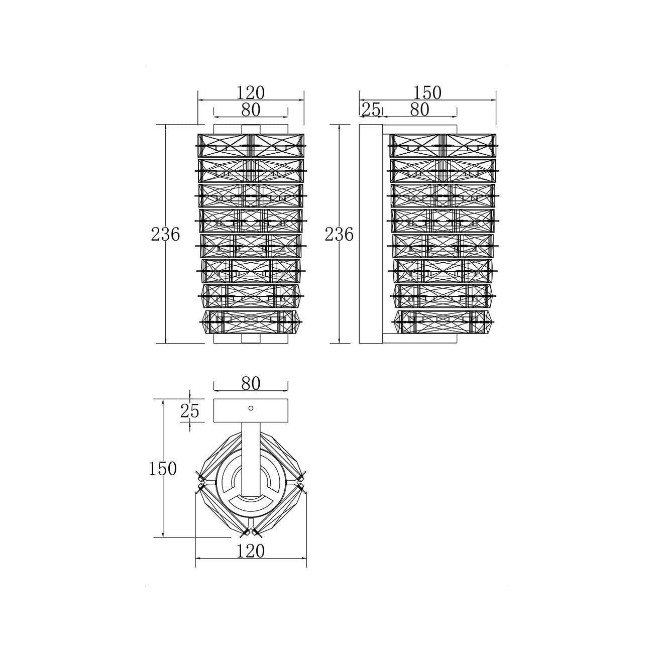 Applique Contemporanea Coil Struttura Acciaio Cromo Diffusore Vetro Led