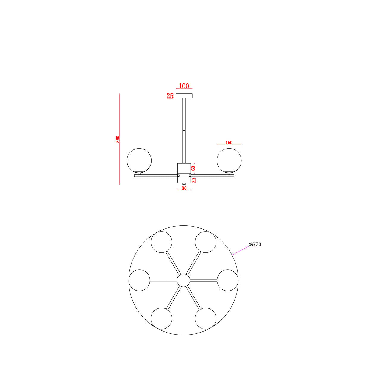 Lampadario A Sospensione Moderno Marble Metallo Ottone Vetro 6 Luci E27 60W