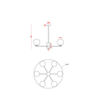 Lampadario A Sospensione Moderno Marble Metallo Ottone Vetro 6 Luci E27 60W
