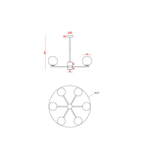 Lampadario A Sospensione Moderno Marble Metallo Ottone Vetro 6 Luci E27 60W