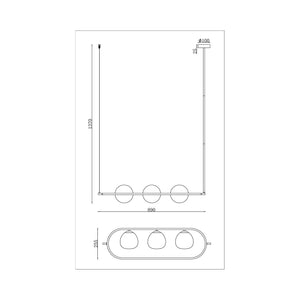 Sospensione Contemporanea Erich Metallo Nero 3 Luci Diffusori Bianchi
