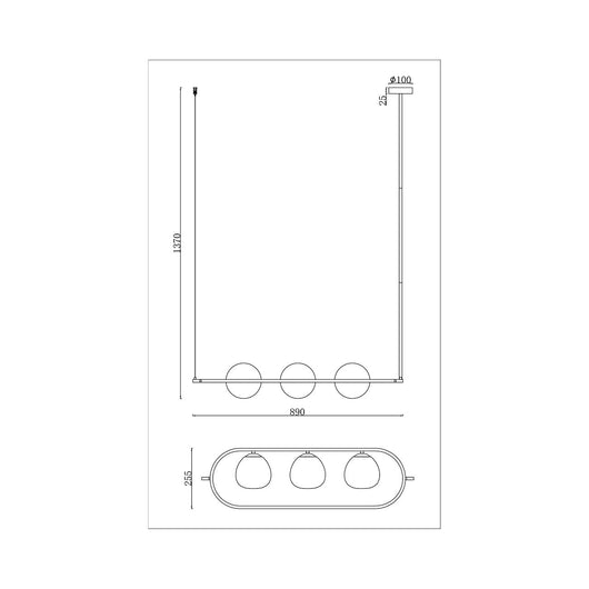 Sospensione Contemporanea Erich Metallo Nero 3 Luci Diffusori Bianchi