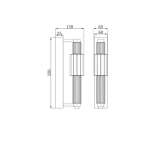 Applique Contemporanea Verticale Metallo Cromo Diffusore Vetro Cognac