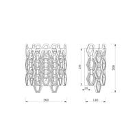 Applique Contemporanea Tissage Metallo Oro 2 Luci