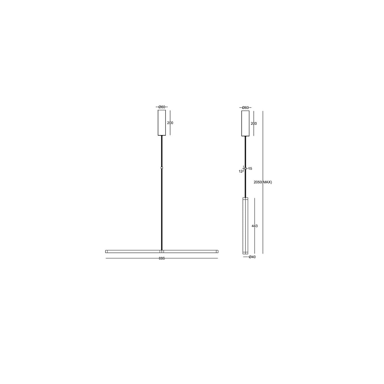 Lampadario A Sospensione Moderno Supersymmetry Alluminio Nero 1 Luce Led 18W