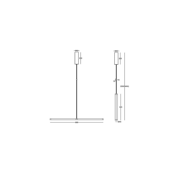 Lampadario A Sospensione Moderno Supersymmetry Alluminio Nero 1 Luce Led 18W