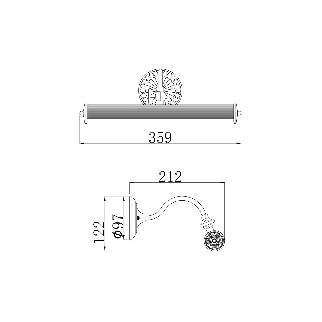 Applique Da Parete Classico Renoir Metallo Bronzo 2 Luci E14 25W