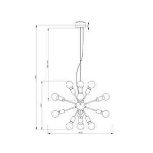 Lampadario Industrial - Minimal Jackson Metallo Nero 12 Luci