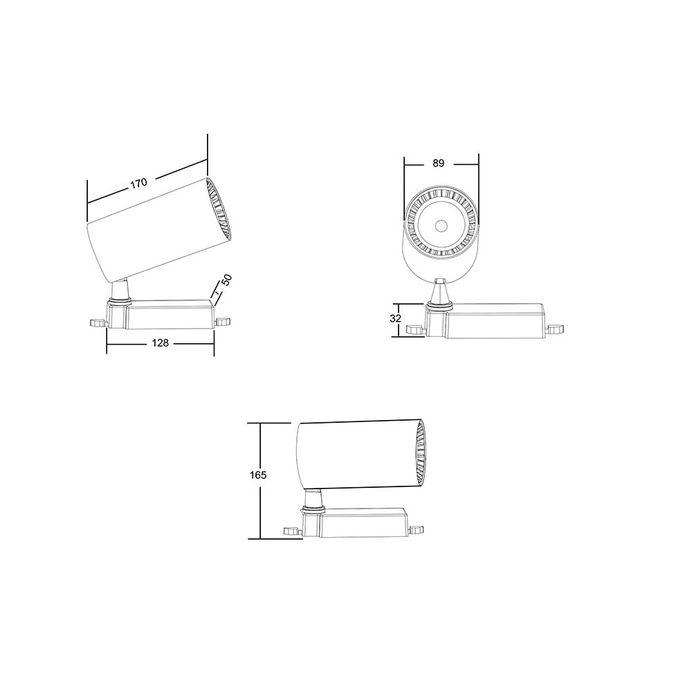 Faretto Per Binari Vuoro Alluminio Nero Led Integrato 36W Ip20
