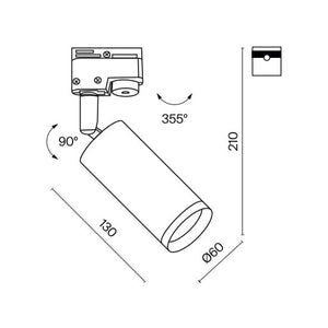 Faretto Per Binari Focus Alluminio Grafite 1 Gu10 Ip20