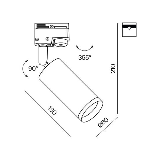 Faretto Per Binari Focus Alluminio Grafite 1 Gu10 Ip20