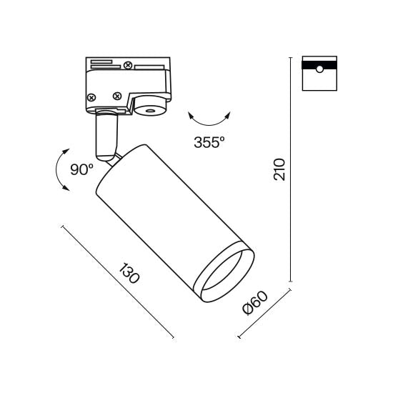 Faretto Per Binari Focus Alluminio Grafite 1 Gu10 Ip20