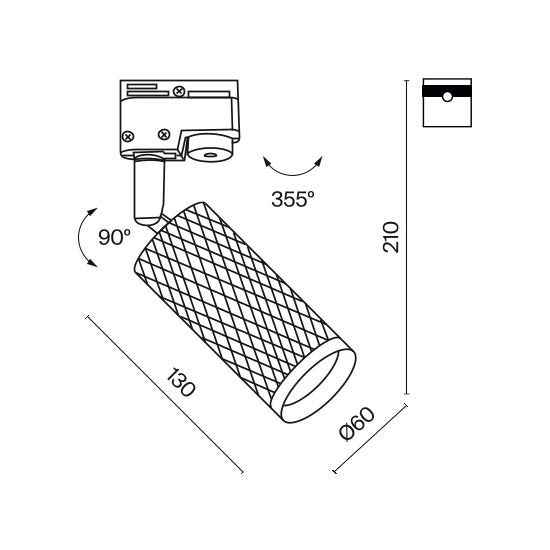 Faretto Per Binari Focus Design Alluminio Nero 1 Gu10 Ip20