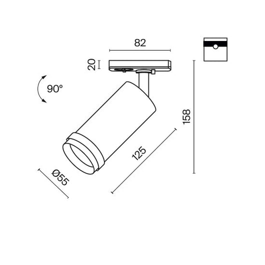 Faretto Per Binari Focus Zoom Alluminio Nero Led Integrato 12W Ip20 4000K