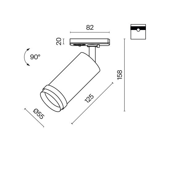 Faretto Per Binari Focus Zoom Alluminio Nero Led Integrato 12W Ip20 4000K