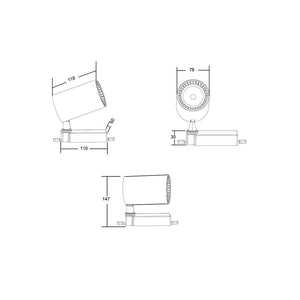 Faretto Per Binari Vuoro Alluminio Nero Led Integrato 10W Ip20 3000K