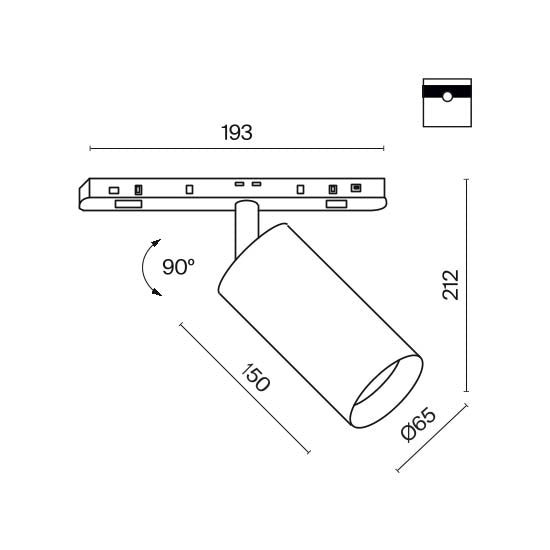 Faretto Per Binari Focus Led Alluminio Nero Led Integrato 20W Ip20