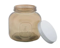 Barattolo Low con Coperchio Vetro Riciclato Fumo Cm Ø 13X13 (Made In Spain)