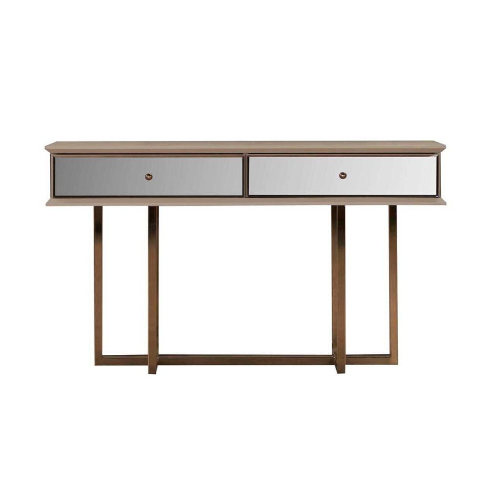 Dresser Eliza gambe oro e 2 cassetti finitura vizon cream 140.5x45.5x80.3H