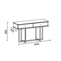 Dresser Eliza gambe oro e 2 cassetti finitura vizon cream 140.5x45.5x80.3H