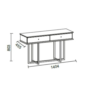 Dresser Eliza gambe oro e 2 cassetti finitura vizon cream 140.5x45.5x80.3H