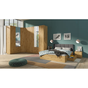 Guardaroba angolare completo collezione KANELLE colore rovere chiaro.