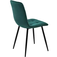 Set di 4 Sedie in Velluto con Design Ergonomico e Imbottito, Gambe in Metallo, per Sala da Pranzo, 44x46x86 cm, Verde