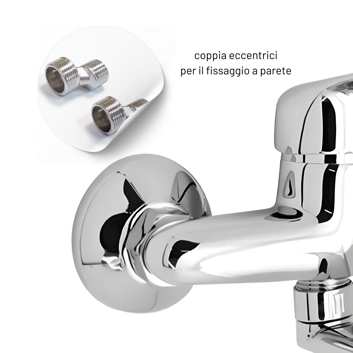 Miscelatore a muro in ottone lavello cucina con 2 canne erogazione orientabile