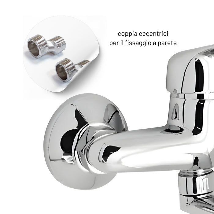 Miscelatore a muro in ottone lavello cucina con 2 canne erogazione orientabile