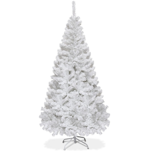 Albero di natale artificiale 150cm in PVC con 350 rami, supporto in metallo e piedi in gomma Bianco-Alberi di Natale