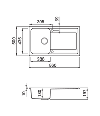 LAV. LIFE 400 86x50 1 vasca + gocciolatoio NERO 40