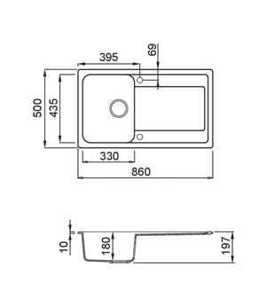 LAV. LIFE 400 86x50 1 vasca + gocciolatoio NERO 40