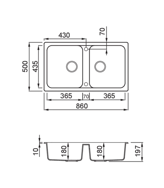 LAV. LIFE 450 86x50 2 vasche BIANCO ANTICO 62