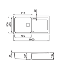 LAV. LIFE 480 100x50 1 vasca + gocciolatoio TITANIUM 73