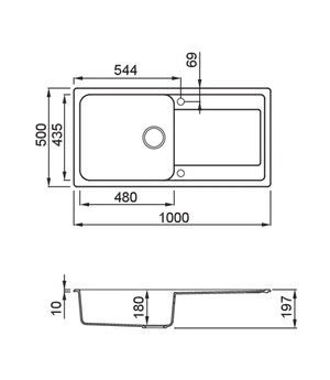 LAV. LIFE 480 100x50 1 vasca + gocciolatoio TITANIUM 73