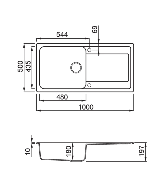 LAV. LIFE 480 100x50 1 vasca + gocciolatoio ALUMINIUM 79