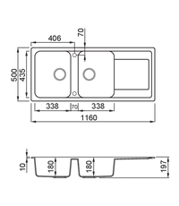 LAV. LIFE 500 116x50 2 vasche + gocciolatoio BIANCO 68