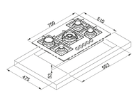 Piano cottura a gas da Incasso Plano 75 ELLECI PGSP75151CS 5 fuochi, 750x510 Granitek Avena 51
