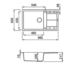 Lavello UNICO 410 86X50 1 vasca + gocciolatoio CEMENTO 48