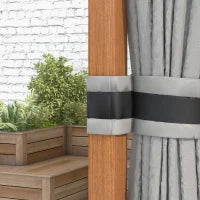 Pergola da giardino con tetto rigido in metallo zincato, struttura in alluminio, tendaggi e zanzariere, 3x4 m