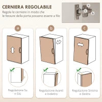 Mobiletto per Microonde in Legno con Mensola, Ripiano Aperto, Cassetto e Armadietto, 60x40x131 cm, Bianco