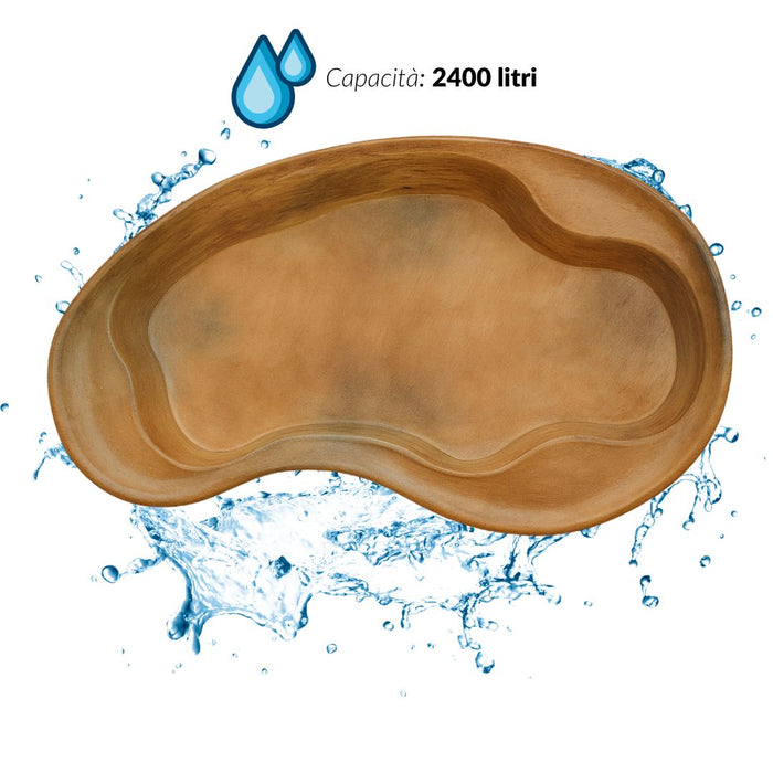 Laghetto in vetroresina modello maldive interrare dimensioni cm 350x225x60 litri 2400