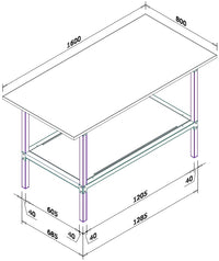 Banco da lavoro con struttura metallica zincata e piano in nobilitato cm. 160x80x93h