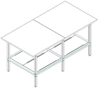 Banco lavoro con piano inferiore metallico e struttura di metallo zincato cm. 200x100x93h