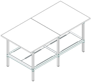 Banco lavoro con piano inferiore metallico e struttura di metallo zincato cm. 200x100x93h