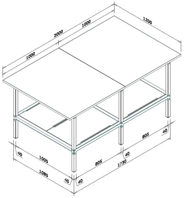 Banco lavoro da magazzino industria cm. 200x120x93h